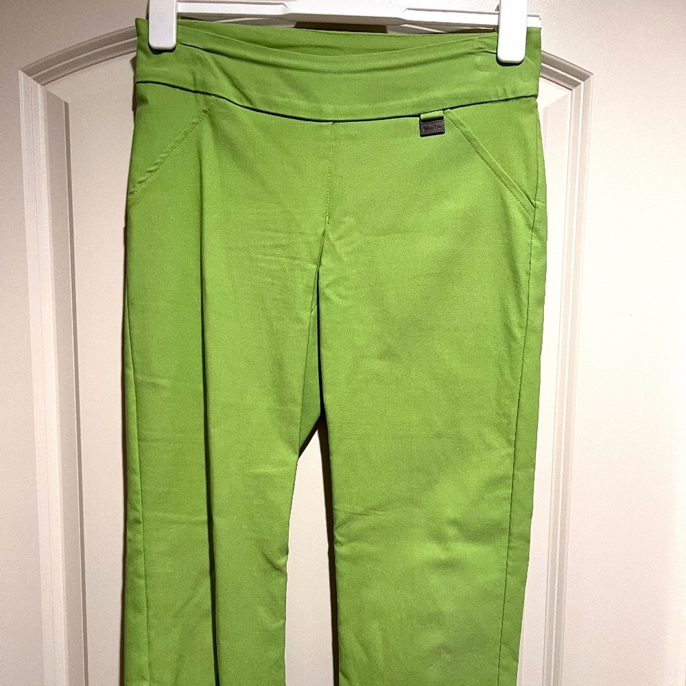 Michael Tyler Size 8 Lime Green Capri Stretchy Casual Summer Pants